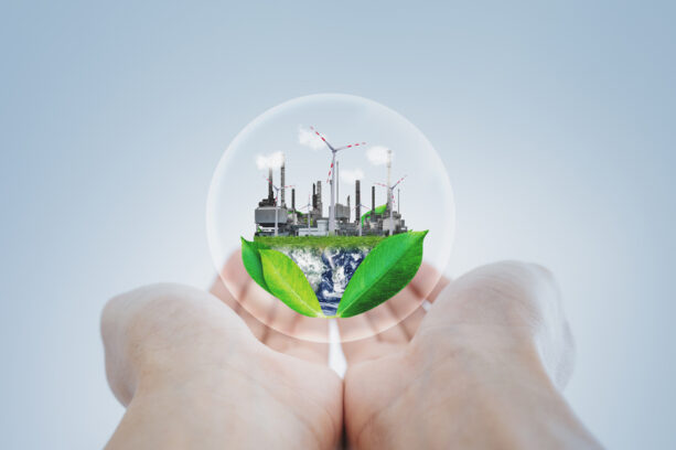 power plant bubble in hands