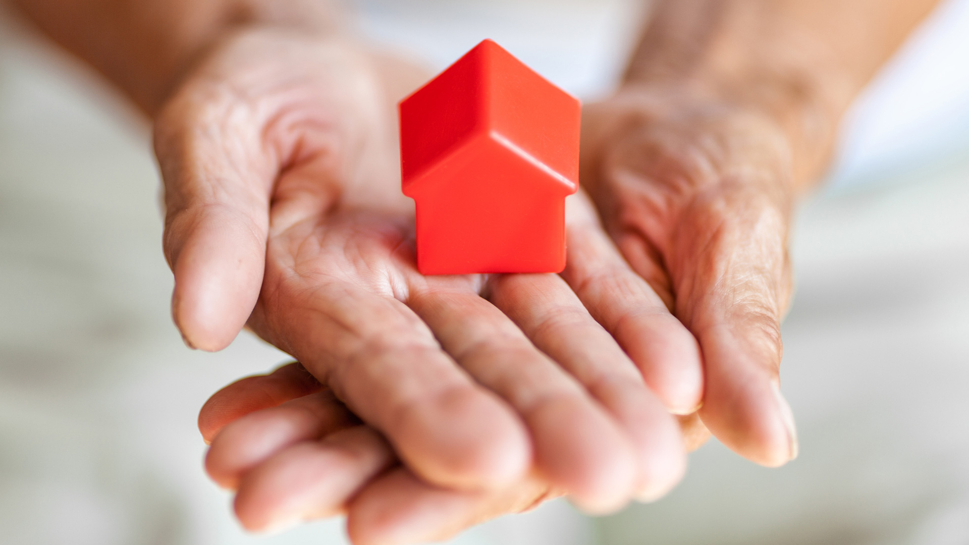 small house in hands banner