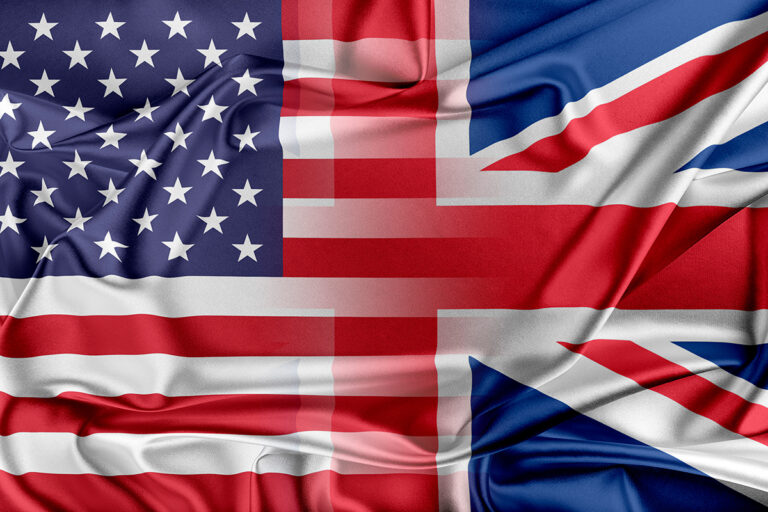 image merging american and uk flag