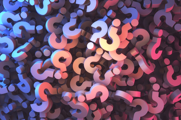 lots of question marks overlaid