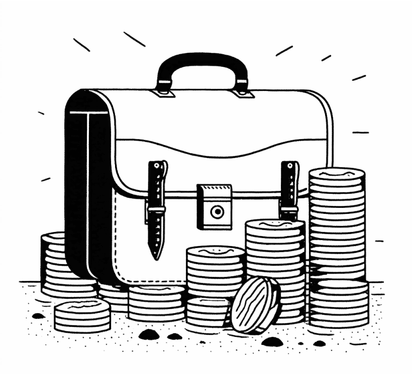 illustration of a briefcase and coins